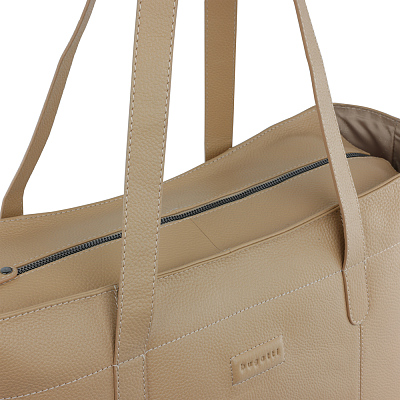 Сумка дорожная женская BUGATTI Elsa, песочного цвета, воловья кожа/полиэстер, 57х15х37 см