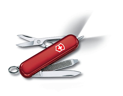 Нож-брелок VICTORINOX Signature Lite 58 мм 7 функций полупрозрачный синий