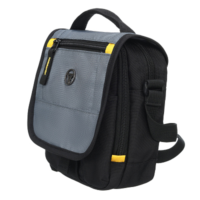 Сумка наплечная TORBER, черный/серый, полиэстер/добби, 15х5х22 см