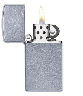 Зажигалка ZIPPO Slim® с покрытием Street Chrome™, латунь/сталь, серебристая, матовая, 29x10x60 мм