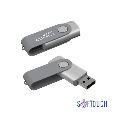 Флеш-карта "Vostok", объем памяти 16GB, покрытие soft touch#, серый