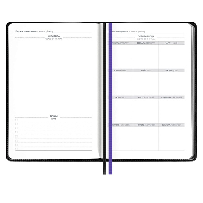 Ежедневник Alanis, недатированный, черный с фиолетовым