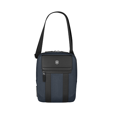 Сумка через плечо VICTORINOX Architecture Urban2 Crossbody Bag,синий, полиэстер/кожа, 9x22x28 см, 6 л