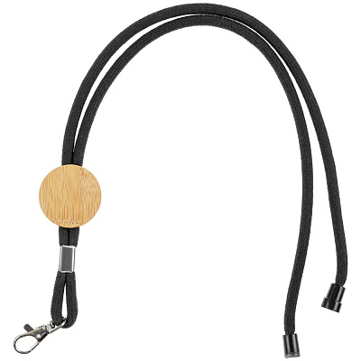 Шнурок для бейджа Tube Wood, черный (Чёрный)