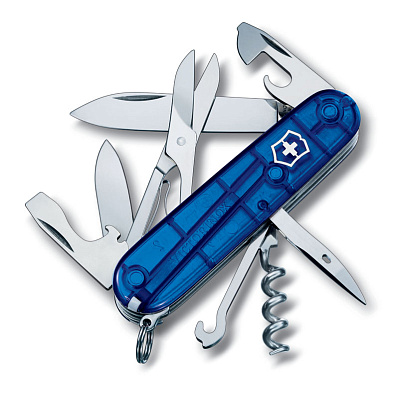 Нож перочинный VICTORINOX Climber, 91 мм, 14 функций, полупрозрачный синий (Синий)