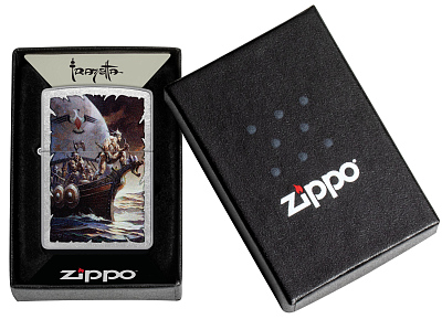 Зажигалка ZIPPO Frank Frazetta с покрытием Street Chrome, латунь/сталь, серебристая, 38x13x57 мм