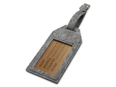 Багажная бирка из RPET-фетра Tie (Серый)