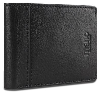 Бумажник Mano "Don Montez", натуральная кожа в черном цвете, 11 х 8,4 см