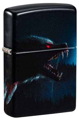 Зажигалка ZIPPO Horror Wolf с покрытием 540 Matte, латунь/сталь, черная, 38x13x57 мм (Черный)