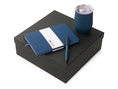 Подарочный набор COLOR IT c блокнотом, ручкой и термокружкой (Тёмно-синий)