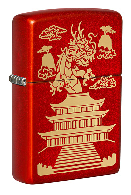 Зажигалка ZIPPO Eastern Design с покрытием Metallic Red, латунь/сталь, красная, 38x13x57 мм (Белый)