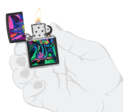 Зажигалка ZIPPO Counter Culture с покрытием Black Light, латунь/сталь, черная,матовая 38x13x57 мм