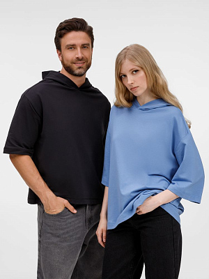 Футболка оверсайз унисекс с капюшоном Neofit, синяя