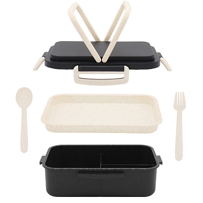 Ланчбокс (контейнер для еды) Inar из пшеничного волокна, чёрный.