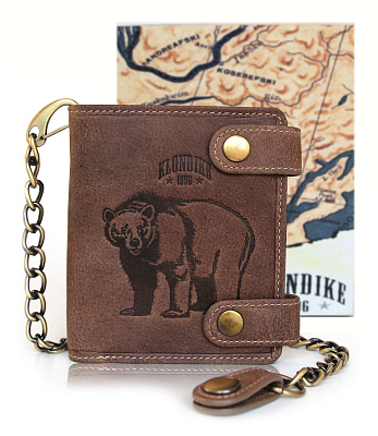 Бумажник KLONDIKE «Tim Bear», натуральная кожа в светло-коричневом цвете, 11,5 х 12,5 х 3 см