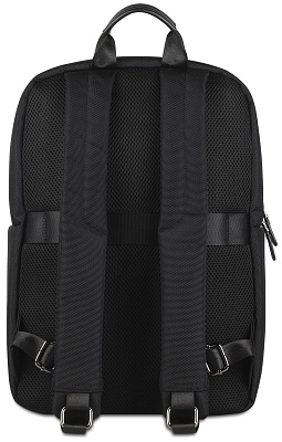 Рюкзак мужской BUGATTI Nero 16'', чёрный, нейлон 1680D/кожа, 29,5х14х44 см