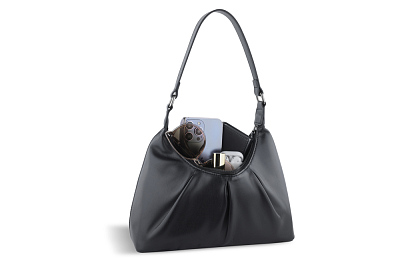 Сумка женская наплечная маленькая BUGATTI Mila, черная, полиуретан, 28 x 9 x 14/21 см