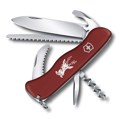 Нож перочинный VICTORINOX Hunter, 111 мм, 12 функций, с фиксатором лезвия, красный