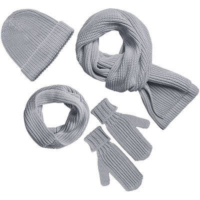 Набор Nordkyn Full Set с шарфом, светло-серый меланж