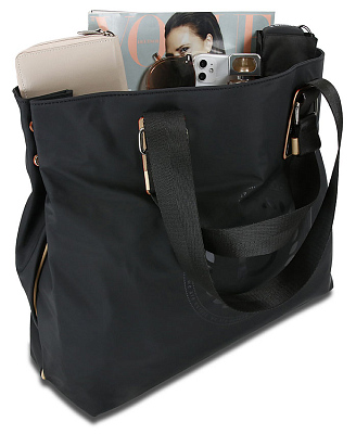 Сумка-тоут женская BUGATTI Lido, чёрная, полиэстер, 40х17,5х34,5 см, 22 л