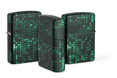 Зажигалка ZIPPO Pattern с покрытием Glow In The Dark Green, латунь/сталь, черно-зеленая, 38x13x57 мм