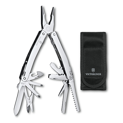 Мультитул VICTORINOX SwissTool Spirit MX, 105 мм, 24 функции, серебристый, в нейлоновом чехле