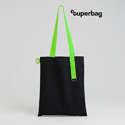 Шоппер Superbag black (чёрный с салатовым) (Чёрный с салатовым)
