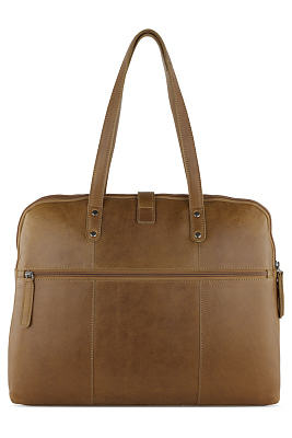 Портфель женский KLONDIKE GOLD «Charlie», натуральная кожа в коньячном цвете, 40 х 32 х 13 см