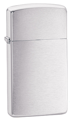 Зажигалка ZIPPO Slim® с покрытием Brushed Chrome, латунь/сталь, серебристая, матовая, 29x10x60 мм