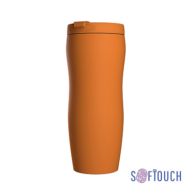 Термостакан "Монтана", покрытие soft touch, 0,4 л., черный  (Оранжевый)
