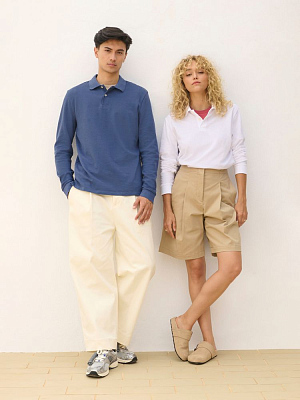 Рубашка поло унисекс с длинным рукавом Pacific LSL, синяя (джинс)