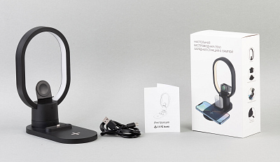 Настольная беспроводная (15W) зарядная станция "Starship" с лампой, черный