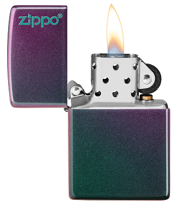 Зажигалка ZIPPO Logo с покрытием Iridescent, латунь/сталь, фиолетовая, матовая, 38x13x57 мм