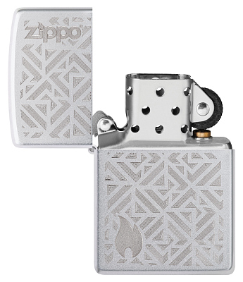 Зажигалка ZIPPO Mosaic с покрытием Satin Chrome, латунь/сталь, серебристая, матовая, 38x13x57 мм