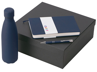 Подарочный набор Color it с блокнотом, металлической ручкой и термобутылкой (Тёмно-синий)