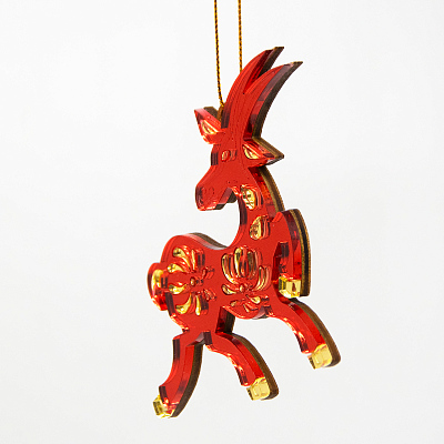 Ёлочная игрушка Коза (красный с золотом)