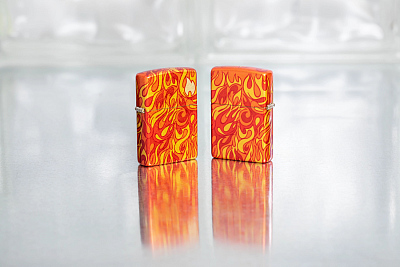 Зажигалка ZIPPO Fire с покрытием 540 Tumbled Brass, латунь/сталь, разноцветная, 38x13x57 мм