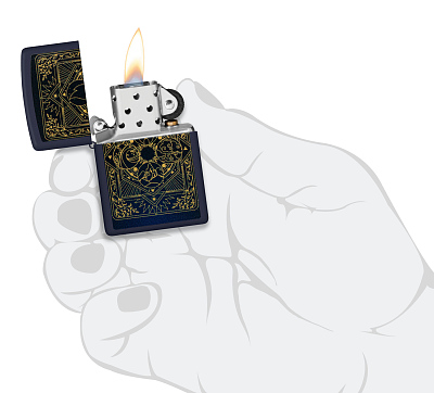 Зажигалка ZIPPO Elements Design с покрытием Navy Matte, латунь/сталь, синяя, матовая, 38x13x57 мм