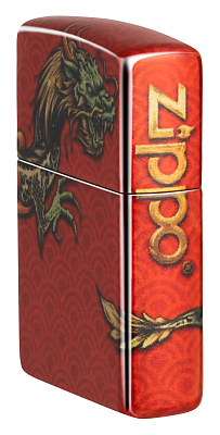Зажигалка ZIPPO Dragon Design с покрытием 540 Tumbled Brass, латунь/сталь, разноцветная, 38x13x57 мм