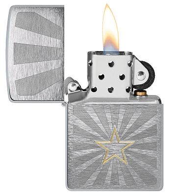 Зажигалка ZIPPO Star Design с покрытием Brushed Chrome, латунь/сталь, серебристая, 36x13x57 мм