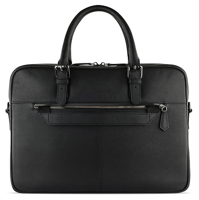 Портфель женский BUGATTI Bella, чёрный, воловья кожа/полиэстер, 38х6,5х27 см