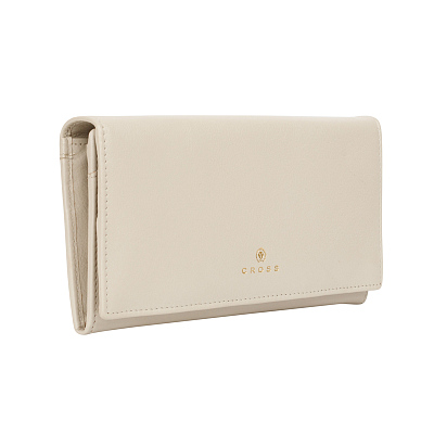 Кошелёк Cross Monaco Ivory, кожа наппа, гладкая, цвет "слоновая кость", 20 x 11 x 2,5 см