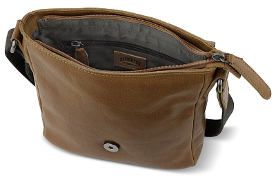 Сумка через плечо KLONDIKE GOLD «Taylor», натуральная кожа в коньячном цвете, 22 х 23,5 х 5,5 см