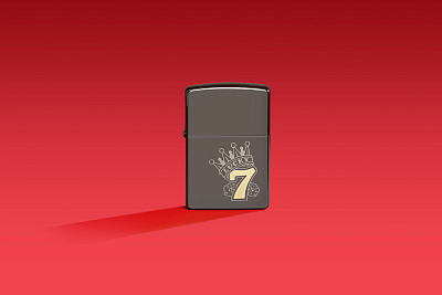 Зажигалка ZIPPO Lucky 7 Design с покрытием Black Ice®, латунь/сталь, черная, 38x13x57 мм