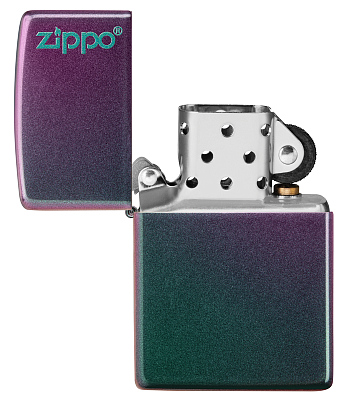 Зажигалка ZIPPO Logo с покрытием Iridescent, латунь/сталь, фиолетовая, матовая, 38x13x57 мм