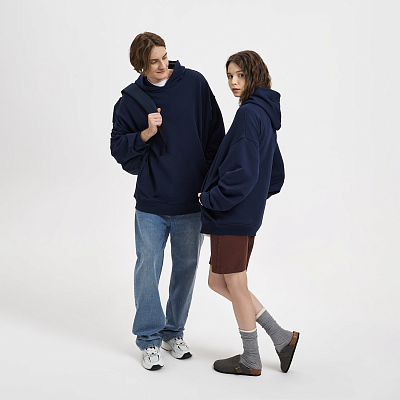 Худи оверсайз унисекс Фьюжн (Fusion), темно-синий