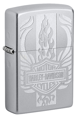 Зажигалка ZIPPO Harley-Davidson® c покрытием Satin Chrome™, латунь/сталь, серебристая, 38x13x57 мм