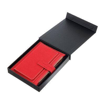 Записная книжка Pierre Cardin в обложке, красная, 21,5 х 15,5, 3,5 см