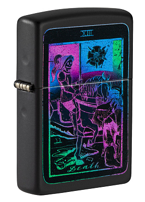 Зажигалка ZIPPO Tarot Card с покрытием Black Matte, латунь/сталь, чёрная, матовая, 38x13x57 мм