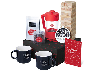 Подарочный набор Re:Together с френчпрессом, кружками и дженгой (Красный)